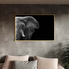Quadro Decorativo Animais Elephant Black And White Com Moldur