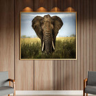 Quadro Decorativo Animais Elephant Natural Com Moldura Dourad