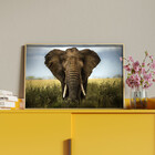 Quadro Decorativo Animais Elephant Natural Com Moldura Dourad