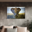 Quadro Decorativo Animais Elephant Natural Com Moldura E Vidr
