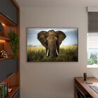 Quadro Decorativo Animais Elephant Natural Com Moldura Prata