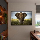 Quadro Decorativo Animais Elephant Natural Com Moldura Preto