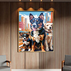 Quadro Decorativo Animais Familia De Cachorro Sentado Com Mol