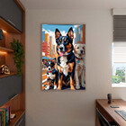 Quadro Decorativo Animais Familia De Cachorro Sentado Com Mol