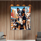 Quadro Decorativo Animais Familia De Cachorro Sentado Com Mol