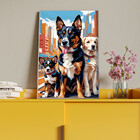 Quadro Decorativo Animais Familia De Cachorro Sentado Com Mol