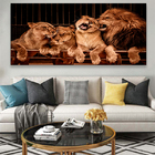 Quadro Decorativo Animais Família Leão - 120x60 Cm