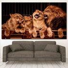 Quadro Decorativo Animais Família Leão - 120x80 Cm