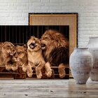 Quadro Decorativo Animais Família Leão - 200x100 Cm