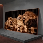 Quadro Decorativo Animais Família Leão Com Moldura Marrom 180