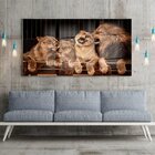 Quadro Decorativo Animais Família Leão Com Moldura Prata E Vi
