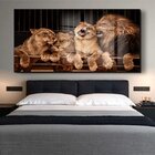 Quadro Decorativo Animais Família Leão Com Moldura Preta E Vi