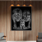 Quadro Decorativo Animais Family Everything Com Moldura Prata