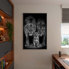Quadro Decorativo Animais Family Everything Com Moldura Prata