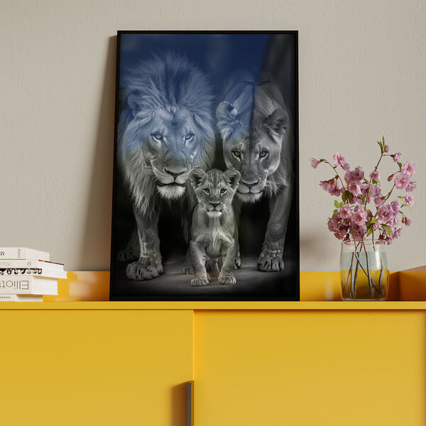 Quadro Decorativo Animais Family Everything Com Moldura Preto