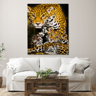 Quadro Decorativo Animais Family Golden Leopard - 180x135 Cm