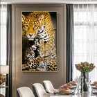 Quadro Decorativo Animais Family Golden Leopard Com Moldura D