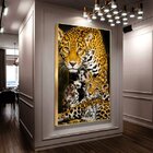 Quadro Decorativo Animais Family Golden Leopard Com Moldura D