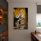 Quadro Decorativo Animais Family Golden Leopard Com Moldura D