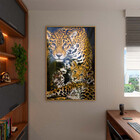 Quadro Decorativo Animais Family Golden Leopard Com Moldura E