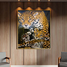 Quadro Decorativo Animais Family Golden Leopard Com Moldura E