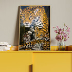 Quadro Decorativo Animais Family Golden Leopard Com Moldura E