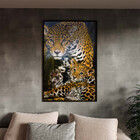 Quadro Decorativo Animais Family Golden Leopard Com Moldura E