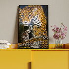 Quadro Decorativo Animais Family Golden Leopard Com Moldura E