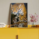 Quadro Decorativo Animais Family Golden Leopard Com Moldura E