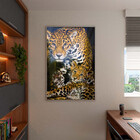 Quadro Decorativo Animais Family Golden Leopard Com Moldura E