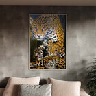 Quadro Decorativo Animais Family Golden Leopard Com Moldura E