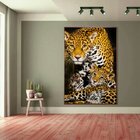 Quadro Decorativo Animais Family Golden Leopard Com Moldura M