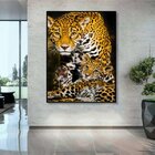 Quadro Decorativo Animais Family Golden Leopard Com Moldura P
