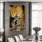 Quadro Decorativo Animais Family Golden Leopard Com Moldura P