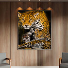 Quadro Decorativo Animais Family Golden Leopard Com Moldura P