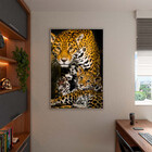 Quadro Decorativo Animais Family Golden Leopard Com Moldura P
