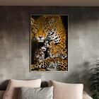 Quadro Decorativo Animais Family Golden Leopard Com Moldura P