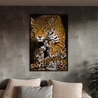 Quadro Decorativo Animais Family Golden Leopard Com Moldura P