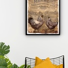 Quadro Decorativo Animais Fazenda Retrô  - 70x50cm Moldura Pr