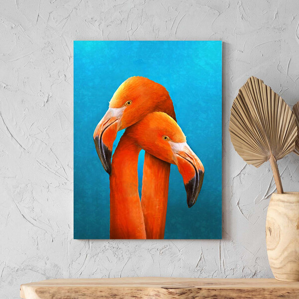 Quadro Decorativo Animais Flamingo Couple - 180x100 Cm
