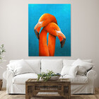 Quadro Decorativo Animais Flamingo Couple - 90x60 Cm