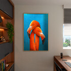 Quadro Decorativo Animais Flamingo Couple Com Moldura Dourada