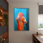 Quadro Decorativo Animais Flamingo Couple Com Moldura E Vidro