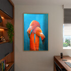 Quadro Decorativo Animais Flamingo Couple Com Moldura E Vidro