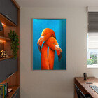 Quadro Decorativo Animais Flamingo Couple Com Moldura Prata -