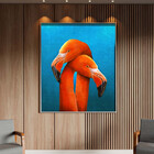 Quadro Decorativo Animais Flamingo Couple Com Moldura Prata -