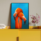 Quadro Decorativo Animais Flamingo Couple Com Moldura Preto -