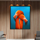 Quadro Decorativo Animais Flamingo Couple Com Moldura Preto -