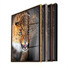 Quadro Decorativo Animais Golden Leopard Com Moldura Dourada