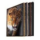 Quadro Decorativo Animais Golden Leopard Com Moldura Dourada
